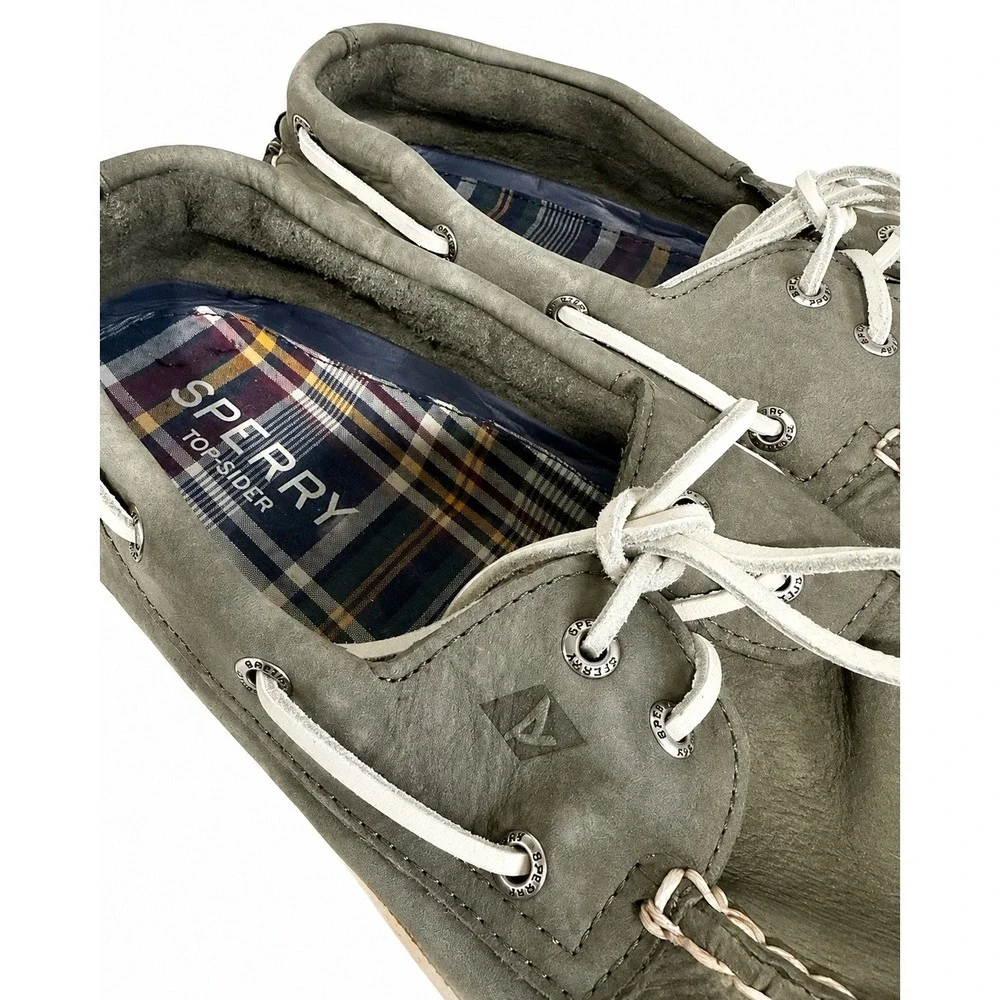 Sperry TopSider Mens Authentic Original 2Eye Grey Leather Boat Shoes STS22797 13